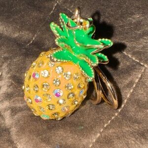 Sparkling Pineapple Brooch with Green Accents